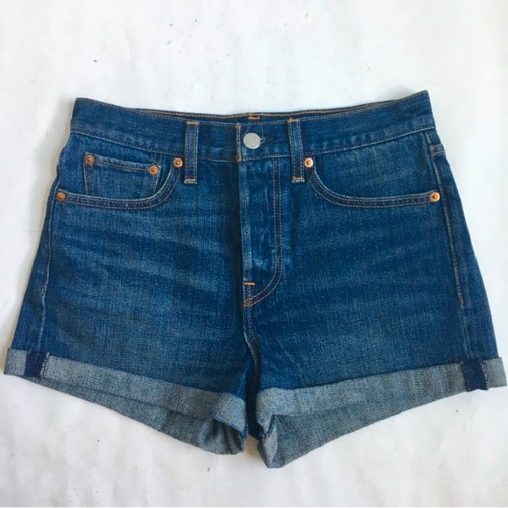 Levi’s White Oak Cone Rolled Cuff High Rise Denim Jean Shorts Size 27